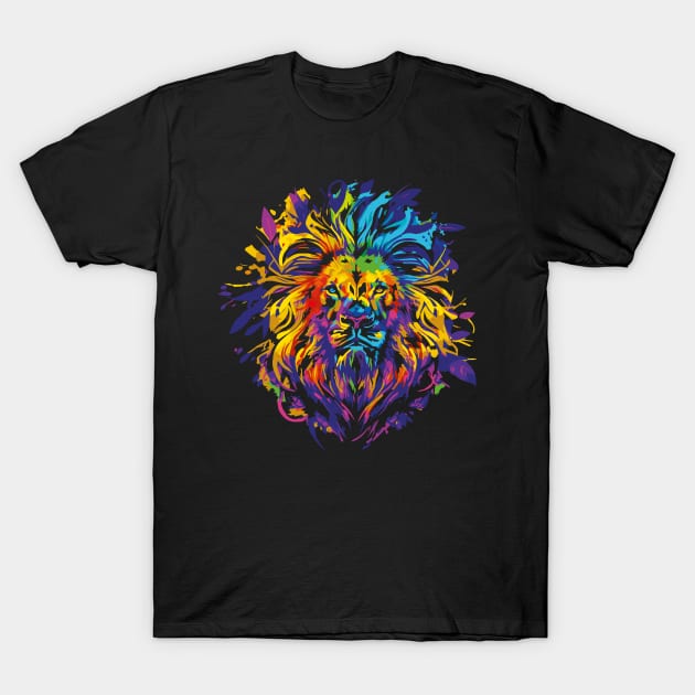 Lion face with colorful design T-Shirt by HB WOLF Arts